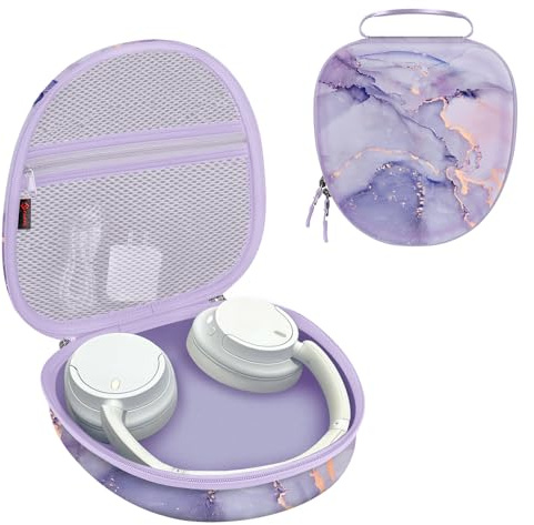 Fintie Tasche für Sony WH-CH720N/ WH-CH710N/ WH-CH520/ WH-CH510/ WH-1000XM6/ WH-1000XM5/ WH-1000XM4/ WHXB910N Kabellose Kopfhörer - Reiseschutz- und Aufbewahrungstasche Hülle Case, Lila Marmor