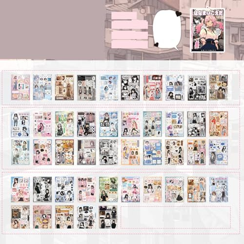 Alideco 45pcs Scrapbook Stickers Vintage Cartoon Character Dessert Food Sticker Book for Adults Sticker journaling Stickers for Scrapbooking (huawuxiaozhi)