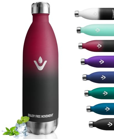 Botella Termica 1L, Botella de Agua Reutilizable con Doble Aislamiento, Cantimplora Termica Acero Inoxidable sin BPA, A Prueba de Fugas, Termo Agua para Niños, Escuela, Oficina, Gimnasio y Deporte​