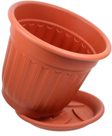 INOOMP Maceta de Plástico Estilo Columna Romana, Ligera y Resistente al Clima, Adecuado para Jardín y Plantas Pequeñas, Diseño Elegante Estrías Verticales