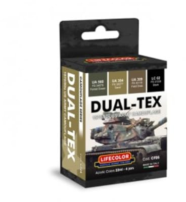 LIFECOLOR - Dual-tex Paint Set 1970/80 Us Army Camouflage |lifecolor|cf05| 4x22ml Model Tank Promo