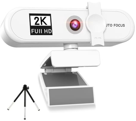 KIXZSAZ Desktop Computer Webcam USB Conferenza Online Conferenza PC Camera Sostituzione Videocamera Web Cam Esterna Videochiamata, bianco, 2K