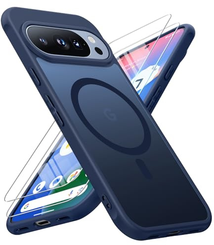 JAME for Google Pixel 10/10 Pro Case with Magnetic Slim Matte Phone Case | Compatible with MagSafe, 2 Pack Screen Protector, Military Shockproof Protective, Translucent Google 10/10 Pro Case, Blue