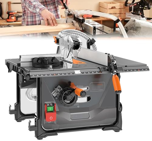 DPLWJPP Mini Sierra de Mesa 98% Dust Extraction Rate Mini Sierra Circular de Mesa Sierra Mesa Circular para Madera 2000w with 216mm Saw Blade Multi Material Cutting Blade