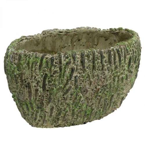 Floristik24 Übertopf Beton oval Antik-Look Grün Braun 24x14x13cm Pflanzgefäß Blumentopf Shabby Chic