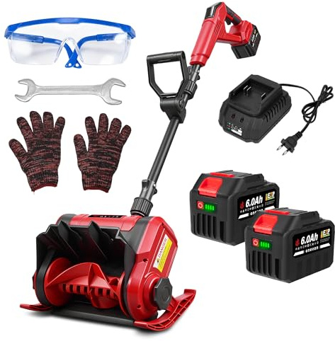 ONEVAN Spazzaneve Elettrico a Batteria 30cm 2x 6.0Ah Motore Brushless Getto 6m Smontabile 3 Parti per Viale Terrazza e Neve Leggera Fino a 17cm