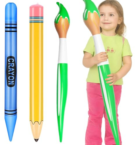 XXL Schulkind Deko Junge Stift Luftballon Einschulung Schulkind Ballon, 3 Stück Folienballon Bleistift Aufblasbar, Schulkind Deko Junge Mädchen, Buntstifte Schulanfang Ballon, Aufblasbare Bleistifte