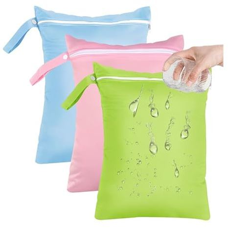 HMCEY 3PCS Nassbeutel Baby 40X30 cm,Nasstasche Schwimmen,Wäschebeutel Kindergarten,Wetbag Kinder,Nasssack wasserdichte,Wet Beutel,Windeltasche Mit Reißverschluss,Wechselwäsche Beutel,Wickel Organizer