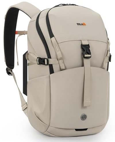 Tolaccea Business laptopryggsäck 30 l – reseryggsäck handbagage för flygplan, arbets- och dagsryggsäck med 15,6 tums laptopfack, YKK-dragkedja, vattenavvisande och stöldsäker, Kavir vit, 30L
