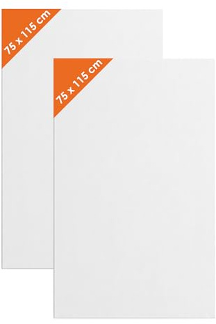 XL Wandbild Leinwand auf Keilrahmen 3-fach grundiert 115x75 cm - 2er Set | Kunstleinwand auf Holzrahmen, zum Bemalen mit Acrylfarbe und Ölfarbe, Künstlerbedarf