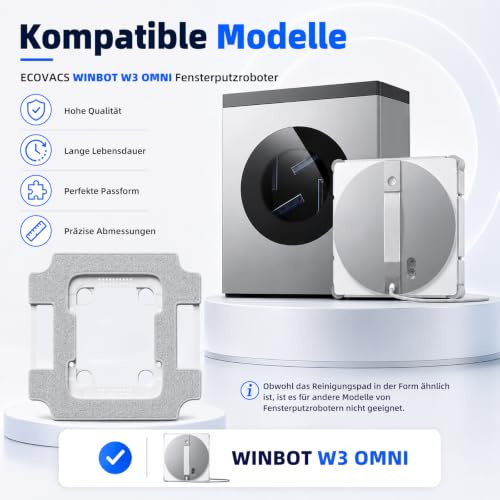 10 Stück Reinigungspad für ECOVACS WINBOT W3 OMNI Fensterputzroboter | 10 wischpads 1 Halterung,Entfernbar wiederverwendbar Mikrofaser Wischtücher, Entfernt mühelos Flecken von Fenstern