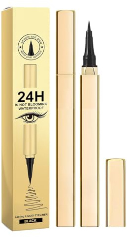 24h-Wasserfester Eyeliner Schablone, Langanhaltend Flüssig-Eyeliner Stift, Vegan, Nicht Verschmierend, Präzise Pinselspitze für Karneval & Cosplay Täglich Maskenbildner (Schwarz)