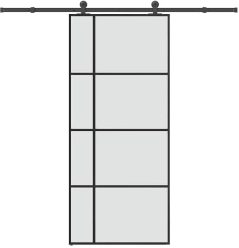 Runheo Porte coulissante en verre ESG 90x205 cm avec kit de quincaillerie noir mat pour intérieur moderne, isolation phonique et thermique, sécurité et renovation maison appartement