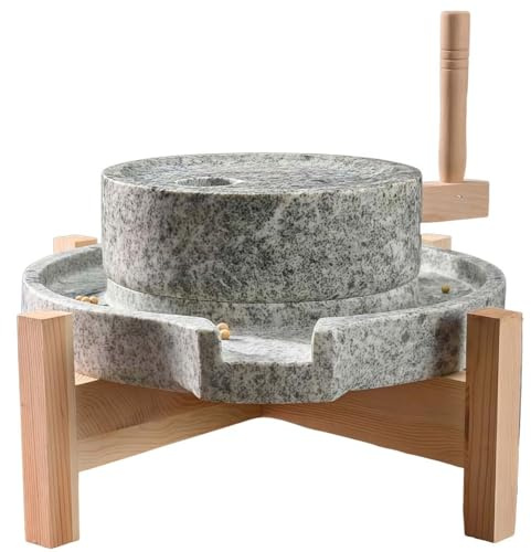 Stenkvarn, handkornskvarn för vete, ris, bönor, kryddor, örter - Vått och torrmat Pulverizer för användning i hemmet, perfekt för slipning och fräsning