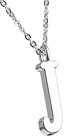 Mianova Damen Halskette Kette mit Buchstaben Anhänger Silber Buchstabe J