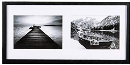 UMICAL Picture Frame Photo Collage Frame Black Wooden Wall Frame (5x7 Matted - 2 Opening)