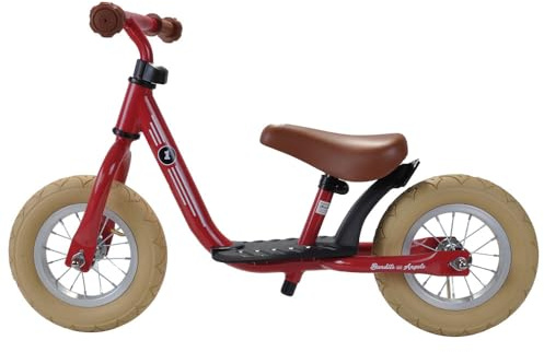 Bandits & Angels Metall-Laufrad Starter Retro mit Trittbrett ab 2 Jahren – grünes Laufrad – Verstellbarer Sattel 29 bis 39 cm – für Jungen und Mädchen – niedriger Einstieg mit Trittbrett (Rot)