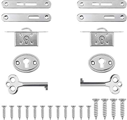 INCREWAY Antique Cabinet Locks, 2 Sets Exquisite Decorative Jewelry Box Lock with Keys Zinc Alloy Durable Small Locks for Furniture Cupboard(Silver)