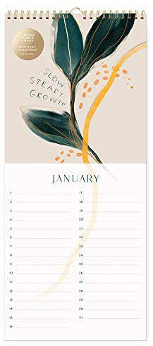 Fringe Studio 911027 Calendrier mural peint pour anniversaire perpétuel 12 feuilles 17,8 x 40,6 cm Doré