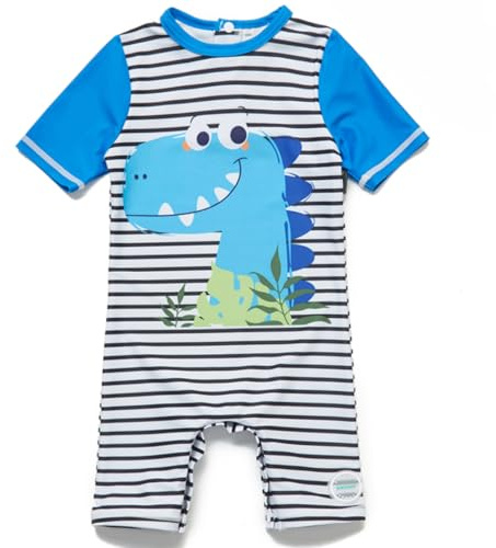 BONVERANO Traje baño bebé protección Solar UPF 50+ Cierre Cremallera (Dinosaurios 2, 6-9 Meses)
