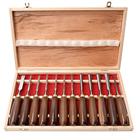 Cinceles para madera 12 piezas Juegos de formones de cinceles de mano para tallar madera acero al manganeso de 65Mn cinceles para madera para maderas duras y blandas