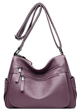 Coolives Borsa a tracolla da Donna in Pelle Sintetica Moda Borsa a spalla Borse a mano Borse tracolla Morbida Borse Leggere Elegante Satchel per Donne Madre Viola