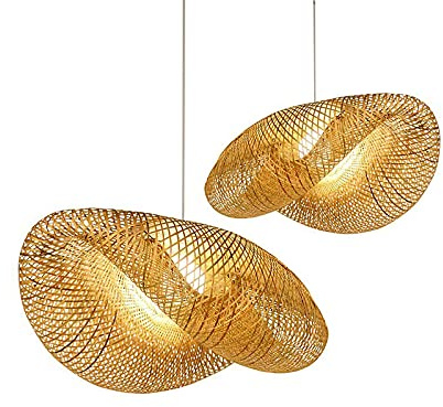 SOME Lampada a Sospensione Vintage Lampadario Vintage in Bambù Intrecciato Lampada a Sospensione Fatta a Mano Lampadario Decorativo, per La Casa, Caffetteria, Bar