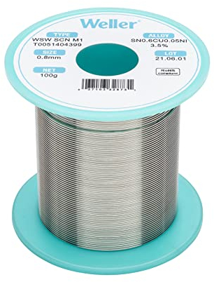 Weller WSW SCN M1 (T0051404399) bleifreier Lötdraht, Durchmesser: 0,8 mm, Gewicht: 100 g, Legierung Sn99.3Cu0.6Ni0.05, Flussmittelgehalt 3,5%