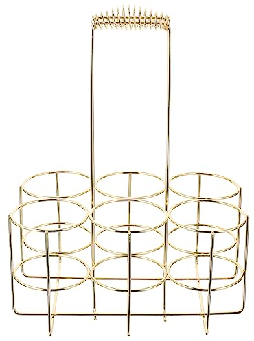 Luxshiny Flaschenkorb 8 Flaschen Bauernhaus Flasche ? 6 Metall Getr?nke Flasche Wein Flasche Halter ? Caddy mit Griff für Weihnachtshome Abschlussstange Getr?nkegold Flaschenträger 6 Flaschen Metall
