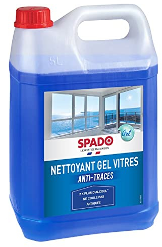 SPADO - Nettoyant vitres en gel - Anti-traces - Anti-pluie - Ne coule pas - Antibuée - pour vitre, miroirs et écran - 5L - Fabriqué en France