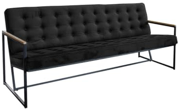 KAWOLA Esszimmerbank & Sitzbank mit Lehne Set Arly Essbank Samt-Bezug Gepolstert, Elegant und Minimalistisch, Schwarz, Ideal für Küche und Esszimmer