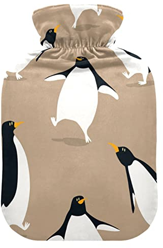 YOUJUNER Wärmflasche mit Nettes Pinguin-Muster Bezug, Groß 2 Liter Heißwasserbeutel Heißwasserbeutel Bettflasche