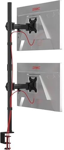 Duronic DMT252VX1 Monitorarm, Vertikale Monitor Halterung bis 27 Zoll | 100 cm Stange, LCD LED Display bis 8 kg, Neigbar -90° bis +85°, Drehbar 360°, Monitorhalterung Tischklemme