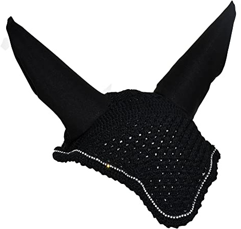 Rhinegold Capuchon Anti-Mouches en Strass - Silencieux - Entièrement Noir