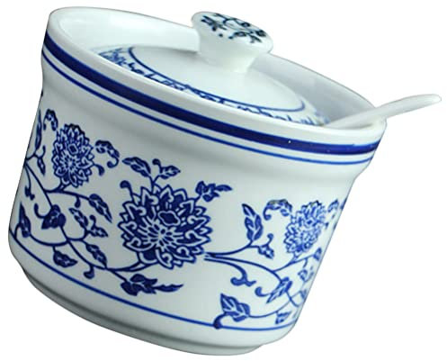 LIFKOME Barattolo in Ceramica Contenitore Per Conservare Tè Spezie Sale Con Cucchiaio Per Casa Cucina