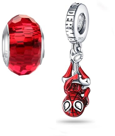 HappyStar Charms Anhänger Silber 925 für Armbänder,Red charm anhänger,beads charms,kompatibel mit europäischen Armbändern und Halskette für Frauen