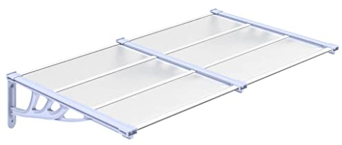 vidaXL Türüberdachung Terrassentür Fenster Veranda Markise Regenschutz Outdoor Haustür Vordach Markise Grau und Transparent 152,5x90 cm Polycarbonat