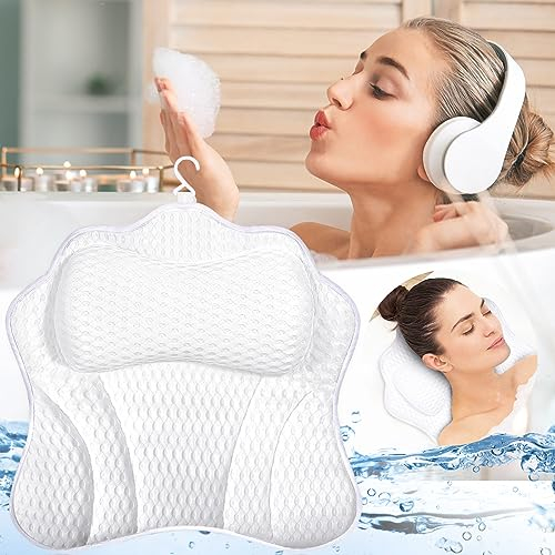 MOYKSRR Cuscino da Bagno Ergonomico, Poggiatesta per Vasca, 4D Mesh, Supporto per Testa, Collo e Schiena