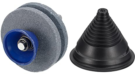 sourcing map Cortacésped Cuchilla Afilador, 3uds Doble Capa Corindón Cortacésped Cuchilla Amoladora Piedra con Cuchilla Equilibrador para Eléctrico Taladro Manual Taladro