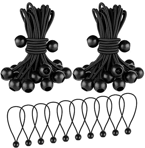 Spanngummis mit Kugel 15cm, 50 Stück Planenspanner mit Kugel (Schwarz) | Planenbefestigung Gummispanner Zeltgummis Expanderschlingen für Planen Zelt, Banner, Pavillions