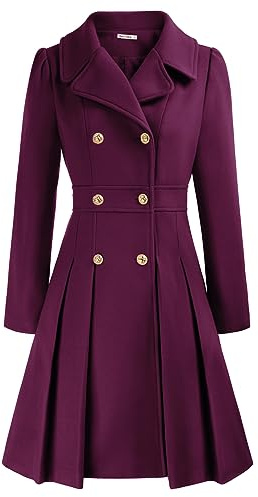 GRACE KARIN Femme Elégant Coat Manches Longues au Genou Manteau d'hiver à Revers A-line Chaud en Hiver