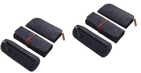 Operitacx 6stücke Filz Aufbewahrungstasche Teiliges Kosmetiktasche Stiftehalter Zipper Pen Case Dunkelgrau Multifunktionale Organizer Für Make-up Schreibwaren Und Mehr