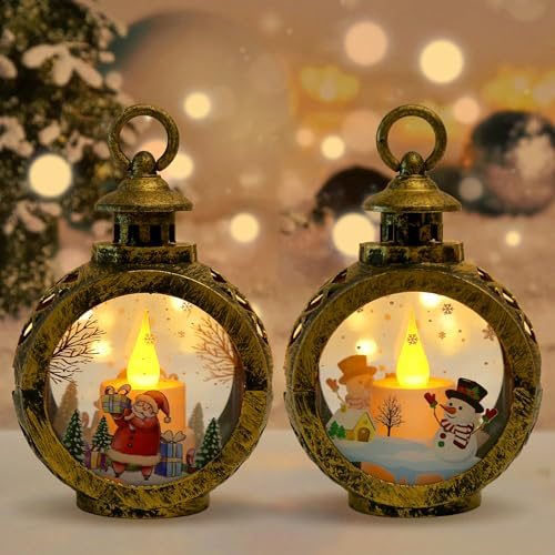 Linterna de Navidad,2 Piezas Linterna de Globo de Nieve de Navidad,Muñeco de Nieve Linterna,Linterna Navidad,Linterna Led Navidad,Regalo para Fiesta de Navidad,Decoración del Hogar.