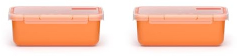 Valira Porta alimentos - Contenedor hermético de 0,75 L hecho en España, color naranja (Hermeticos) (Paquete de 2)