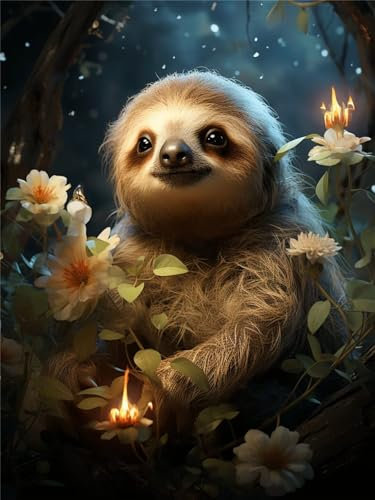 5D Diamond Painting Set Faultier Diamant Painting Bilder Kinder,DIY Diamant Malerei Set Kristall Strass Basteln Bilder Malen nach Zahlen,Diamond Painting Erwachsene für Wand Dekor (10x15cm) A-6664