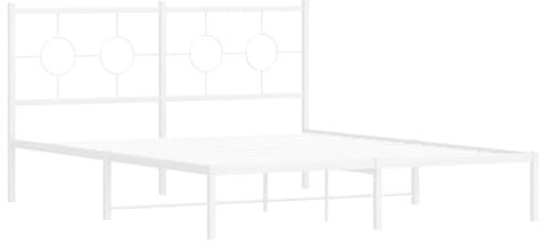 vidaXL Bettgestell, Metallbett Bett mit Kopfteil, Bettrahmen mit Lattenrost für Schlafzimmer, Doppelbett Schlafzimmerbett, Metall Weiß 160x200cm