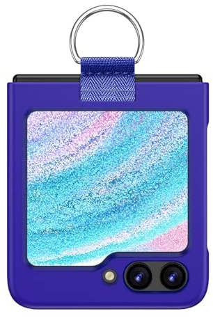 EASSGU Coque Skin-Touch avec Anneau Métallique pour Samsung Galaxy Z Flip7 FE/Z Flip6 (6.7) - Bleu Klein.