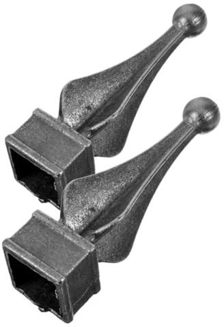 Veemoon 2pcs Decorative Iron Fence Post Finials Black Metal Fence Topper for Outdoor Garden and Commercial Properties with Security and Aesthetic Enhancement Features