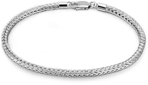 Dankadi Chopin-armband tunn bredd 2 mm i 925 silver, fin pansarkedja med lås i punk-stil, hiphop, gyllene orm, present, festsmycken, födelsedag, för män och kvinnor, 7.1