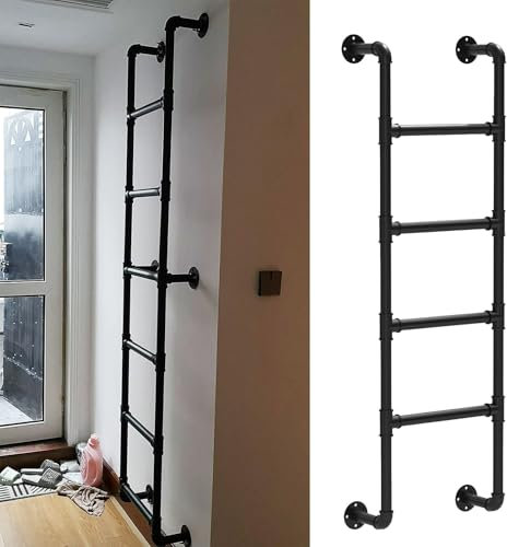 PGKTKCWH 3.6FT 4.8FT 5.2FT 6FT 7FT Scale a pioli in Metallo montate a Parete per soppalco di casa, Scala di Uscita di Ingresso in Altezza, Scala di Emergenza per finestre del seminterrato (